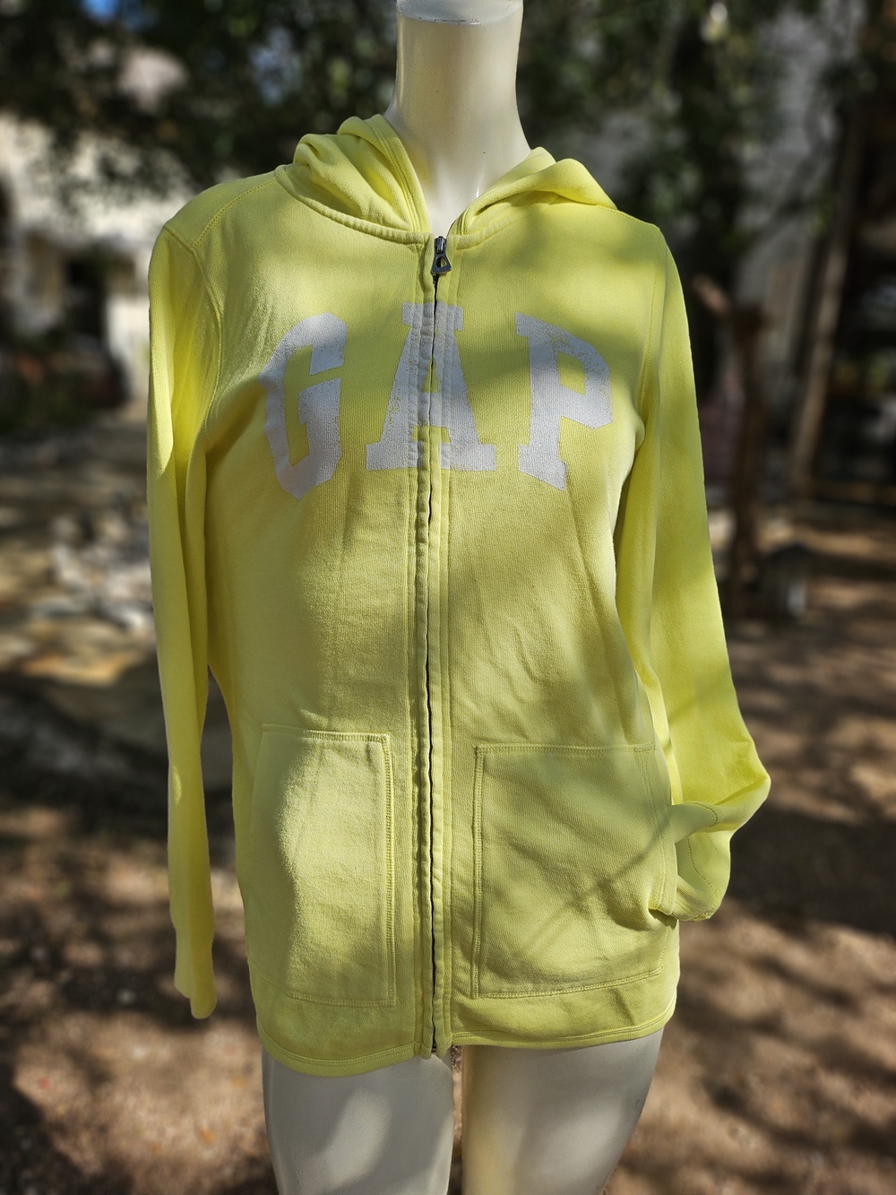 Gap Fresh Yellow Hooded Full Zippered Jacket Size S